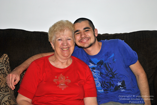 Mom and Paulie on her 75th birthday.